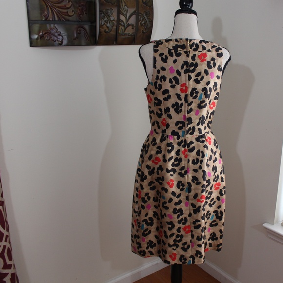 Kate Spade, Bette Leopard Bow Cocktail dress Sleeveless Taffeta Pockets - Picture 6 of 12